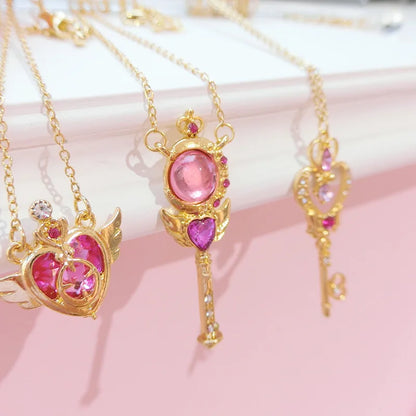 Anime Moon Usagi Necklace Set - Cute Cartoon Enamel Cosplay Jewelry Gifts for Women & Girls