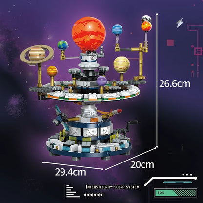 Rotating Solar System Building Blocks Set – Interstellar Space Science Educational Assemble Bricks Toy Gift