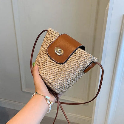 Mini Handmade Straw Bag – Casual Bohemian Crossbody Beach Bag for Women