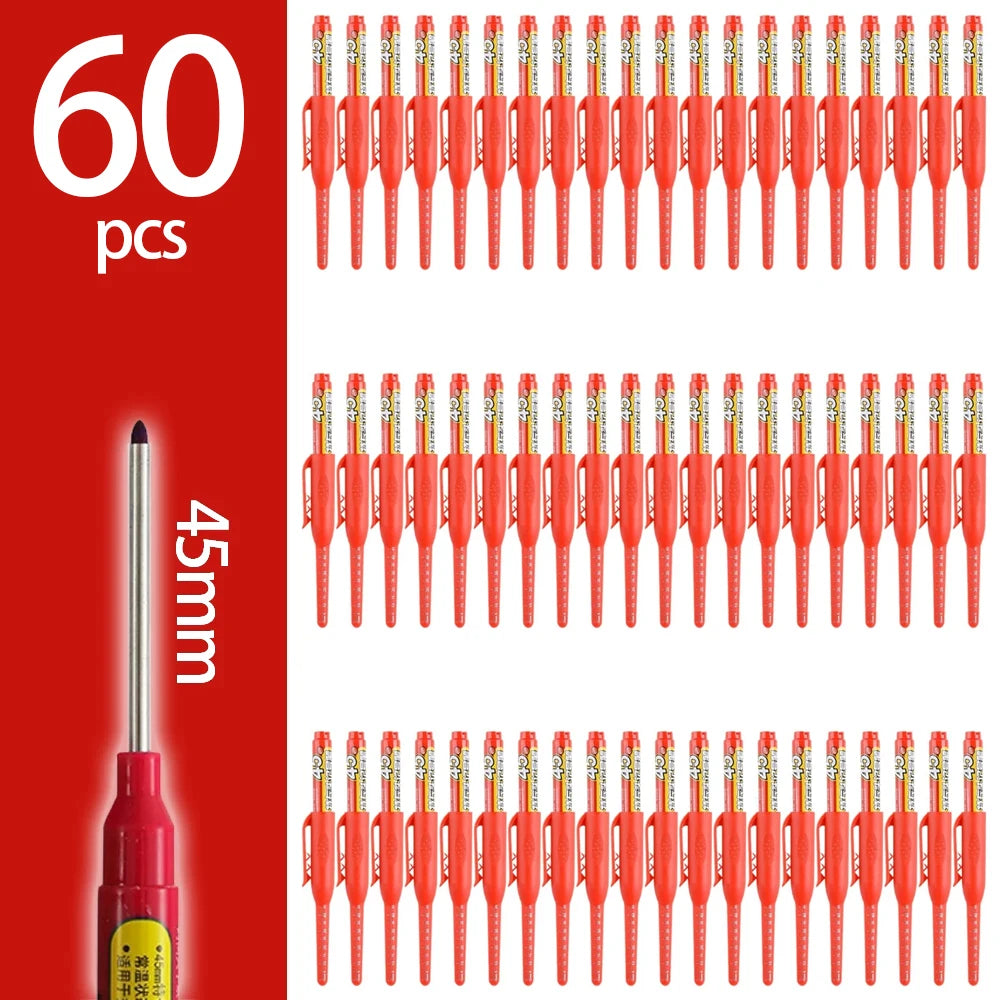 45mm Deep-Hole Carpenter Marker Pen - Long-Nib Woodworking Marking Pen for Measuring & Construction