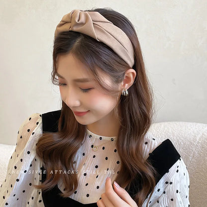 New Fashion Knotted Headbands for Women – Solid Color Cloth Hair Bands, Wide Soft Hair Hoop, Hair Accessories for Girls