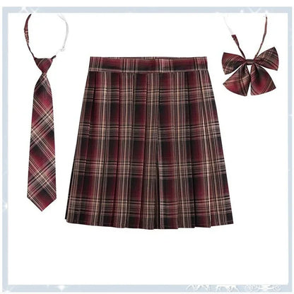 Women’s Plaid Pleated Skirt with Bowtie – XS-5XL Harajuku Preppy Mini Japanese School Uniform, Summer Kawaii Jupe