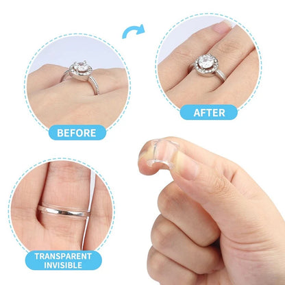 8-Size Silicone Invisible Ring Size Adjuster – Clear Jewelry Tightener & Reducer for Loose Rings Fit Correction Tool
