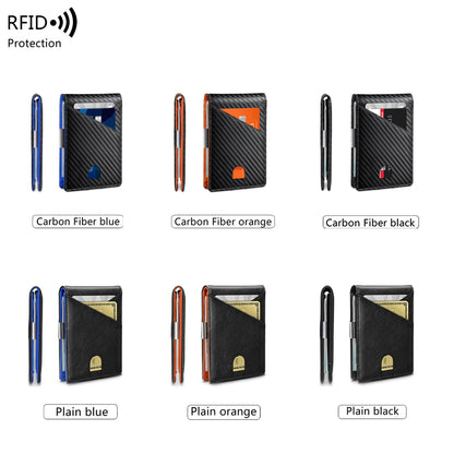 Minimalist Men's RFID Wallet – Anti-Theft, Double Fold, Cross Front Pocket, Portable Card Holder, 12-Card Multifunctional Wallet