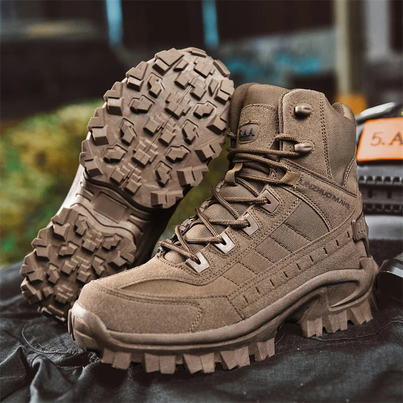 Men's Tactical Hiking Boots - Shock-Absorbing Non-Slip Desert Boots for Winter Outdoor Camping & Trekking
