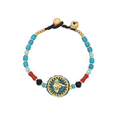 Gypsy Boho Tibetan Turquoise Bracelet for Women & Men – Vintage Elastic Ethnic Bangle Jewelry