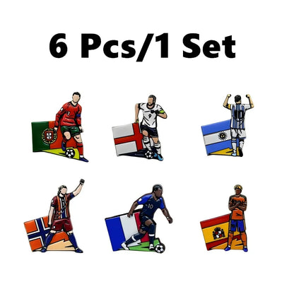 Football Enamel Brooch Pins - 3-Piece Soccer Player Lapel Badge Set for Backpacks, Clothing & Fans