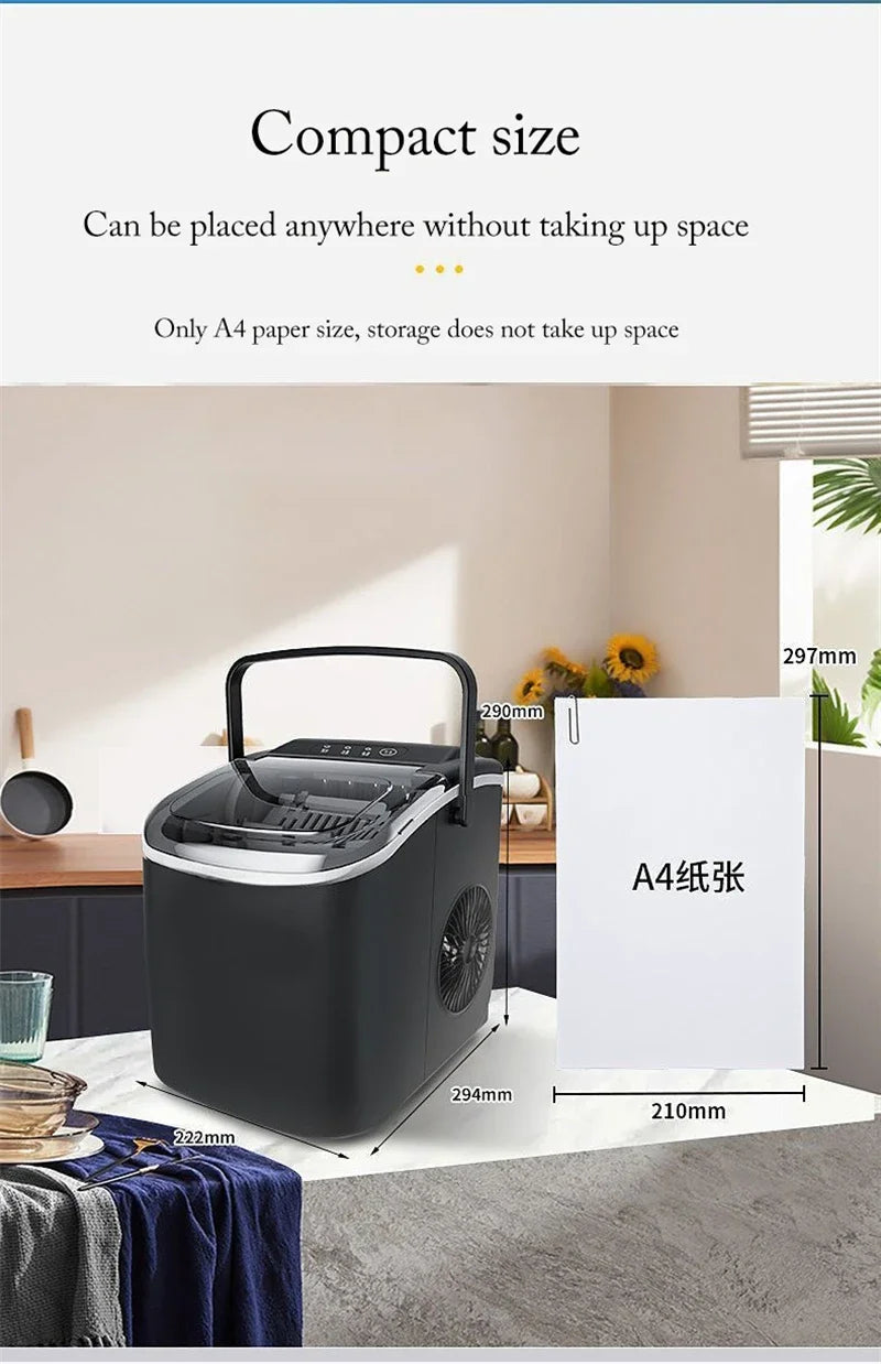 110V/220V Electric Ice Maker – Portable Automatic Bullet & Round Ice Cube Machine, Professional Use
