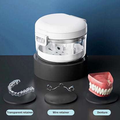 Clear Denture Case – Large Denture Bath Box with Strainer for Storage & Travel, Mouth Guard Cleaning Container