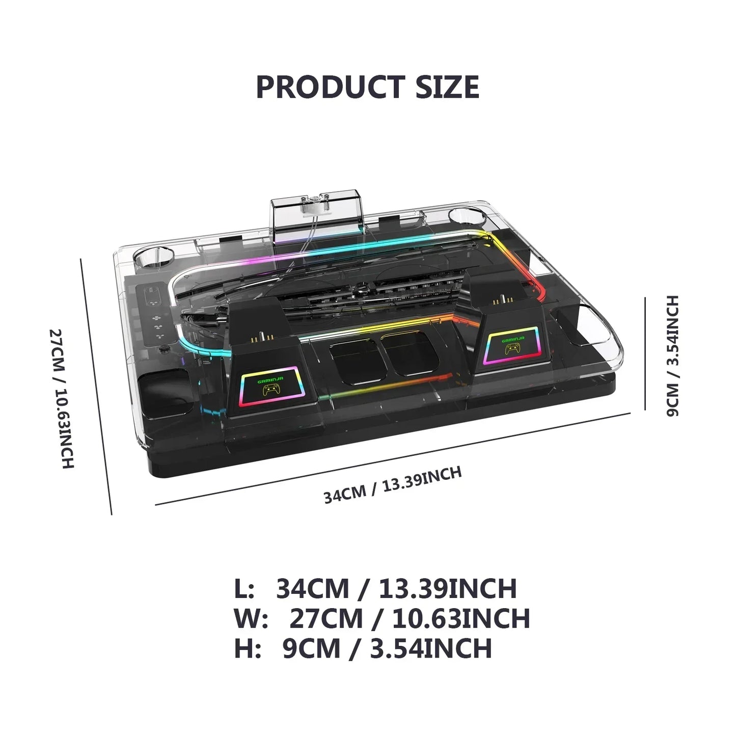 GAMINJA P53 RGB Cooling Stand for PS5 Slim – Multi-Function Controller Charger & PS Portal Magnetic Charging Base Station