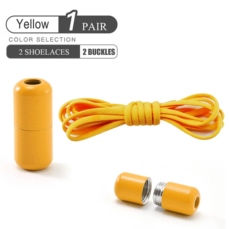 Elastic No Tie Shoelaces - Quick Lock Metal Laces for Kids & Adults Sneakers, Lazy Shoe Strings