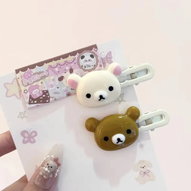 Cute Bear Hairpin Set - Preppy Style Plastic Hair Clips Sweet Accessories for Girls & Friendship Gifts