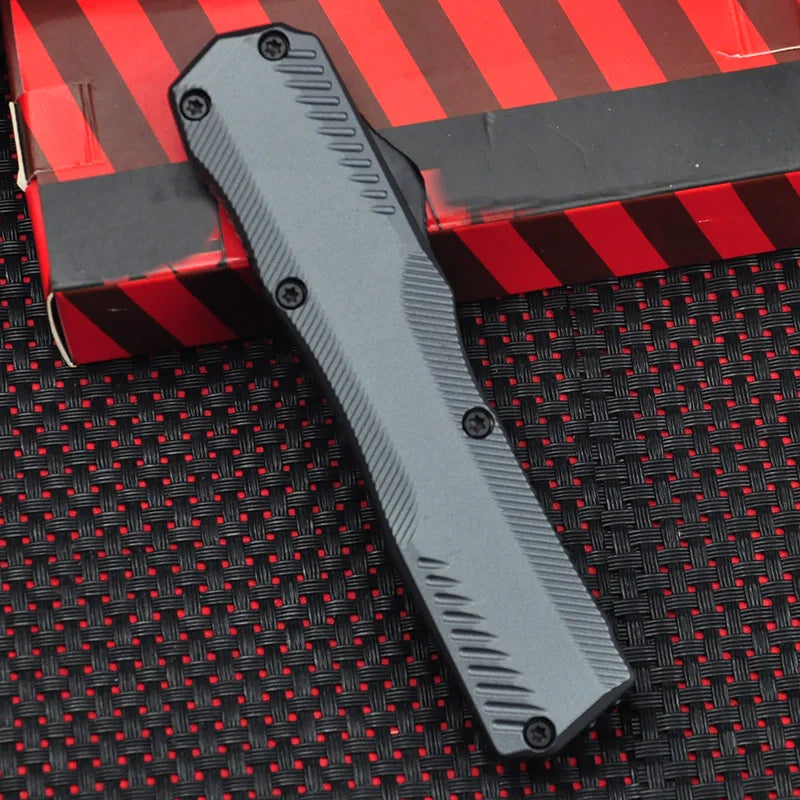 KS9000 OTF Knife – D2 Steel Full/Serrated Blade, Zinc Alloy Handle, Outdoor Hunting & EDC Tool