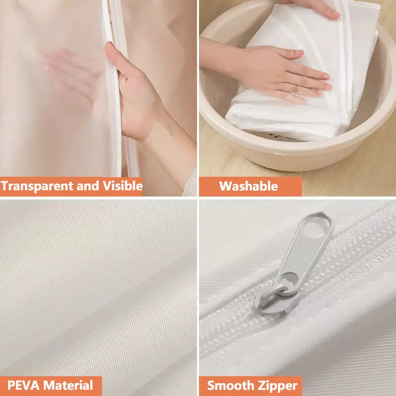 Dust-Proof Garment Protector Cover Bag: Fully Enclosed Clothes Storage with Zipper - Durable Hanging Clothes Bag