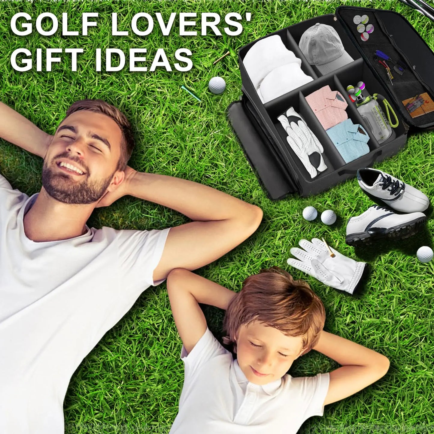 2-Layer Golf Trunk Organizer – Waterproof Durable Car Storage Bag for Golf Accessories