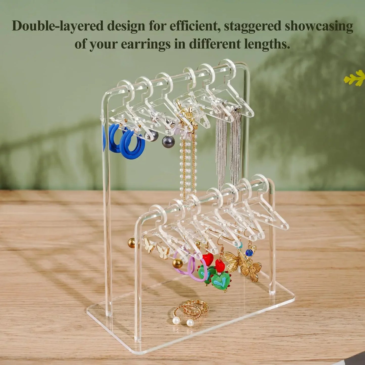 16pcs Hanger-Shaped Jewelry Holders – Personalized Earring Display Racks & Organizer Stands