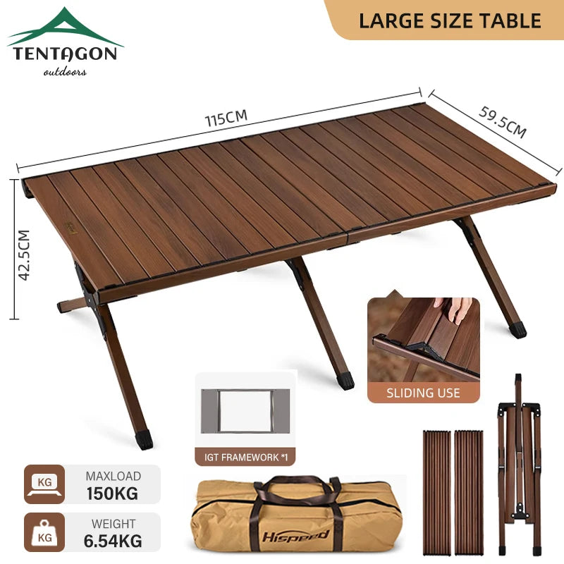 Hispeed Outdoor Camping Folding IGT Table – Multifunctional Wood Table with Gas Stove for BBQ, Picnic & Camp Grill
