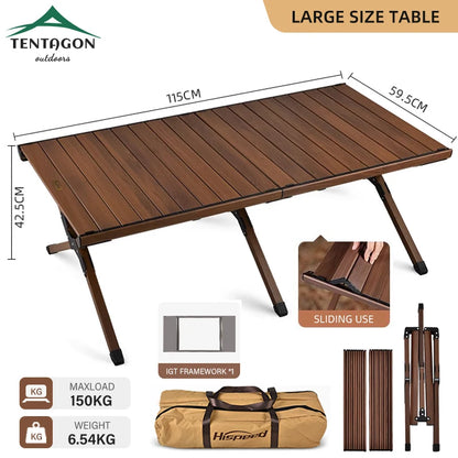 Hispeed Outdoor Camping Folding IGT Table – Multifunctional Wood Table with Gas Stove for BBQ, Picnic & Camp Grill