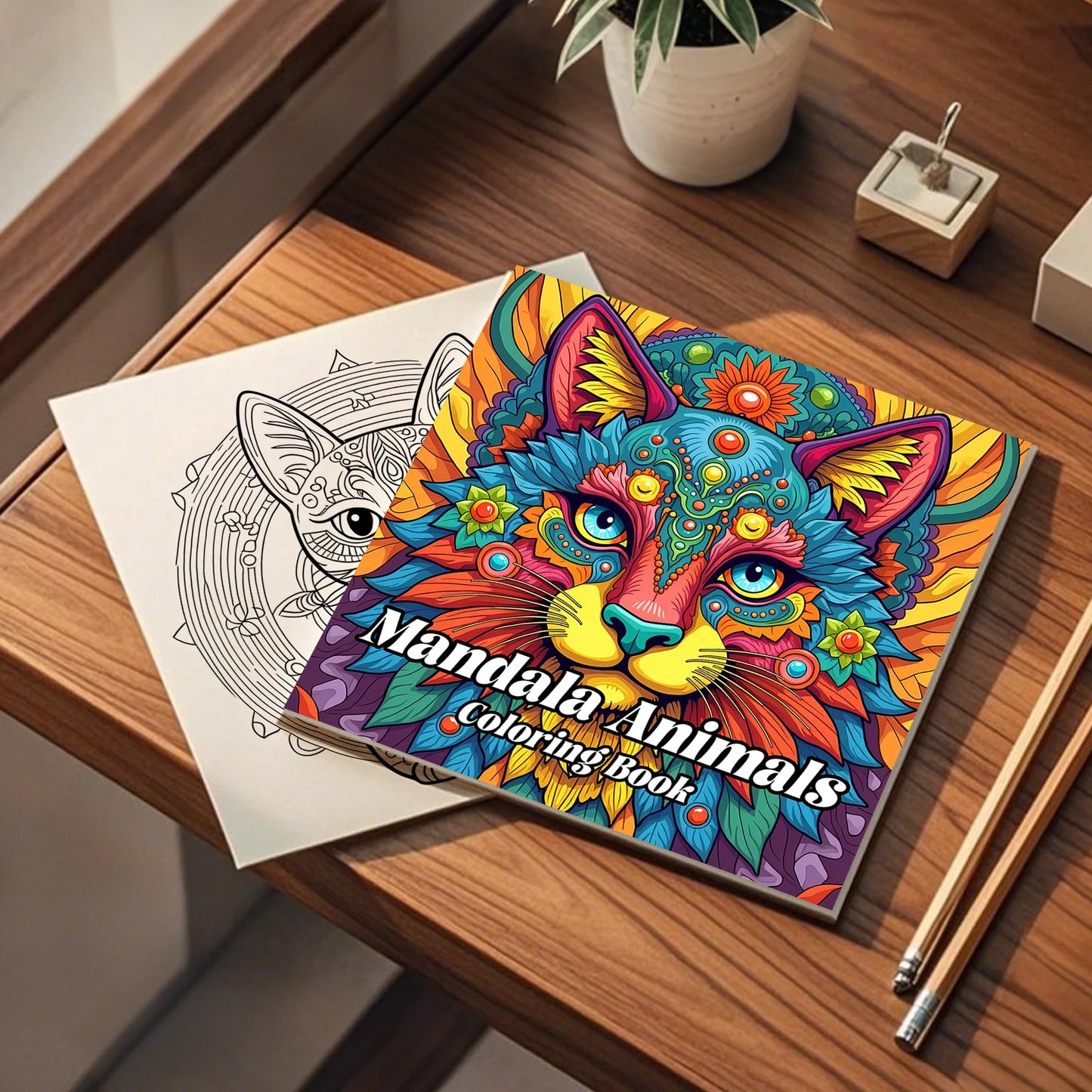 24-Page Mandala Animals Coloring Book - Creative Art & Stress Relief Activity Book for Adults, Gifts & Parties