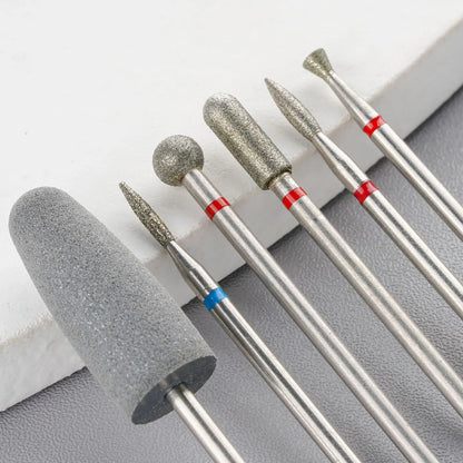 6pcs Diamond Sand Nail Files Set - Electric Manicure Drill Bits for Cuticle Polishing, Nail Grinding & Acrylic Removal