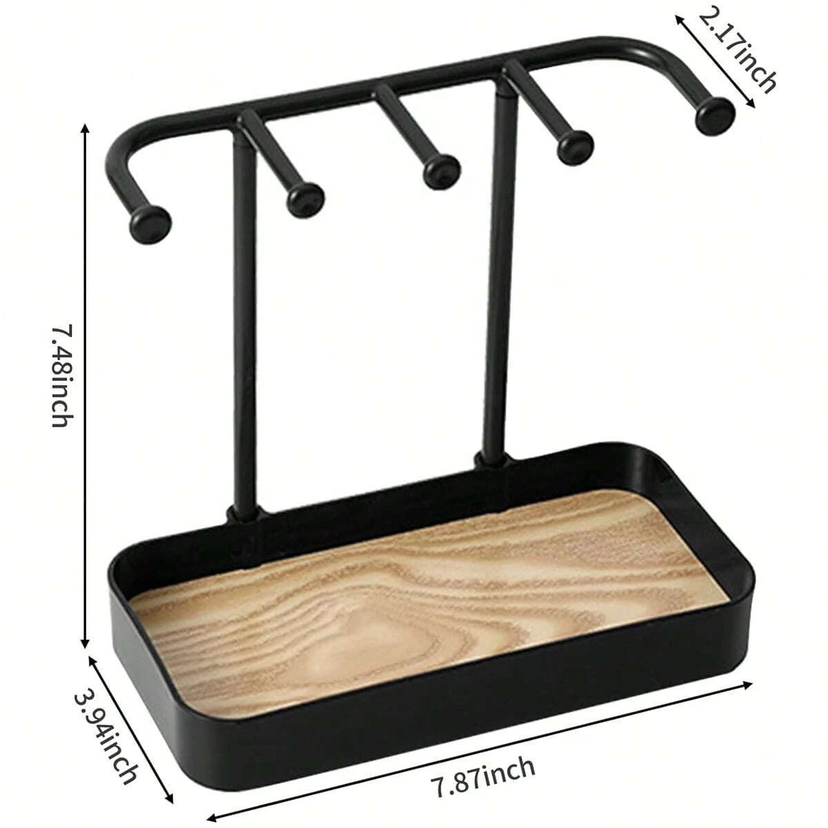Bedroom Desktop Jewelry Storage Holder | Earrings and Necklaces Rack with Wooden Base | Bracelet Hanging Organizer