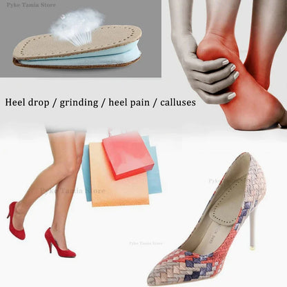 Heel Insoles with Arch Support - Thickened Latex Leather Shoe Inserts for Comfort & Height