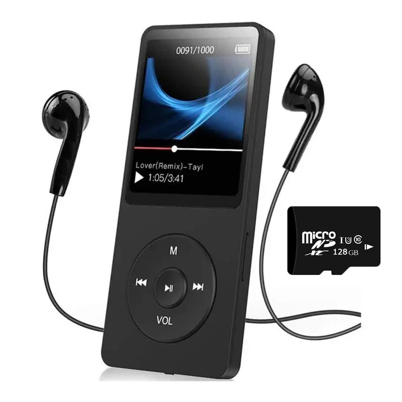 128GB Bluetooth MP3 MP4 Music Player - Lossless Audio, FM Radio & Voice Recorder for Sports