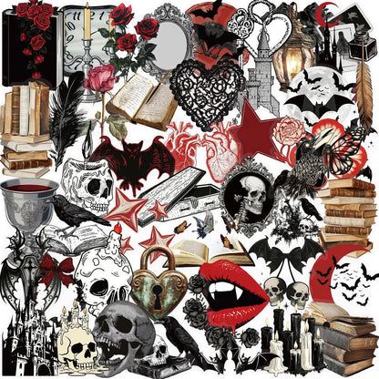 50-Piece Gothic Horror Stickers Set – Waterproof Spooky Decals for Phones, Helmets, Bikes, Laptops & Suitcases