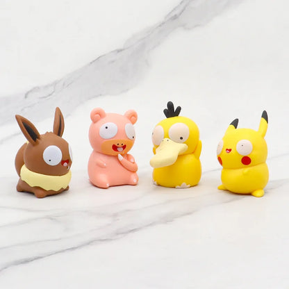8PCS Pokémon Kawaii Big Eye Action Figures – Pikachu, Charmander, Bulbasaur Funny GK Toy Set for Kids Christmas Gift