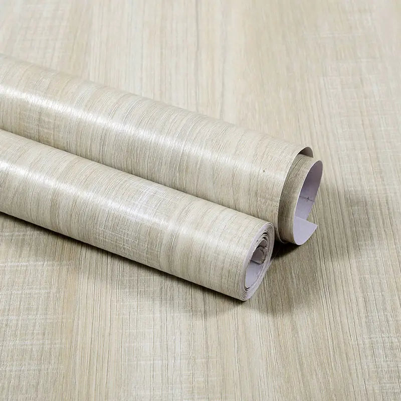 Self-Adhesive Waterproof Wood Grain Vinyl Wallpaper Roll – PVC Wall Sticker for Furniture Renovation & Bedroom Home Decor