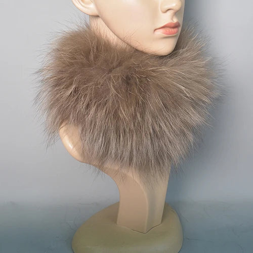 2025 Real Fox Fur Scarf and Headband – Luxury Winter Neck Warmer for Women, 100% Natural Fur, Elastic Ring Muffler