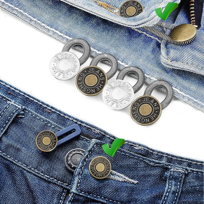 Adjustable Metal Button Extender for Jeans & Pants – Retractable Waistband Expander (1/5/10PCS Sewing Free)