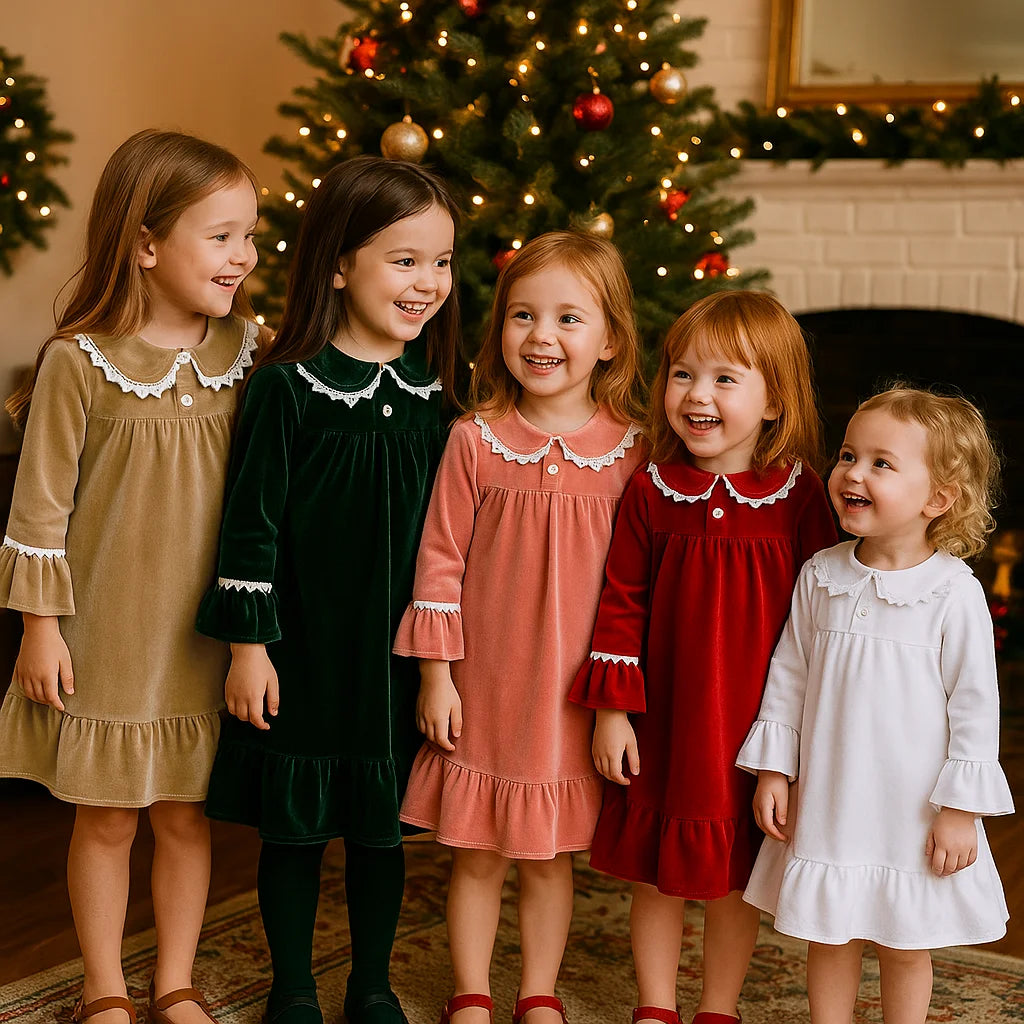 2025 Kids Christmas Pajama Set – Velvet Loungewear Long Sleeve Sleepwear for Boys & Girls