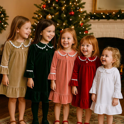 2025 Kids Christmas Pajama Set – Velvet Loungewear Long Sleeve Sleepwear for Boys & Girls