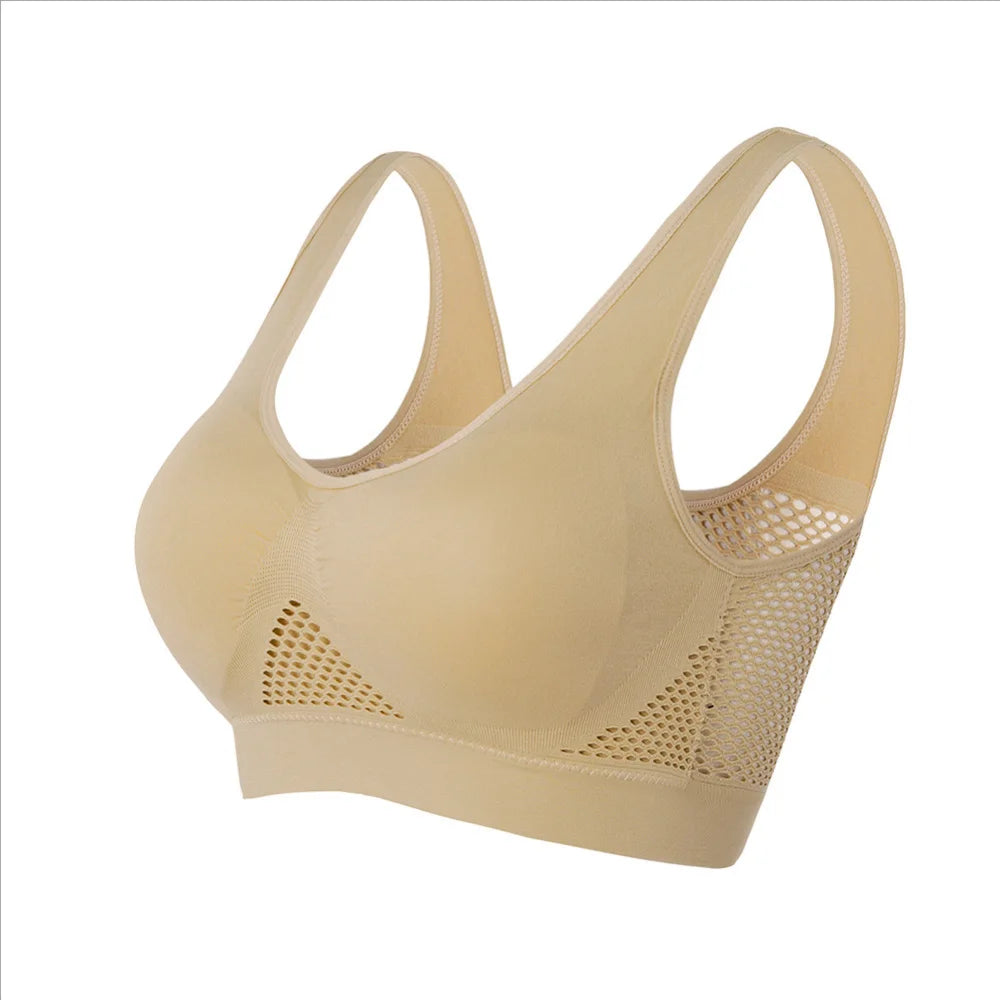 Seamless Mesh Sports Bra for Women – Wireless Shockproof Gym & Yoga Bra, Breathable Plus Size 6XL Running Crop Top