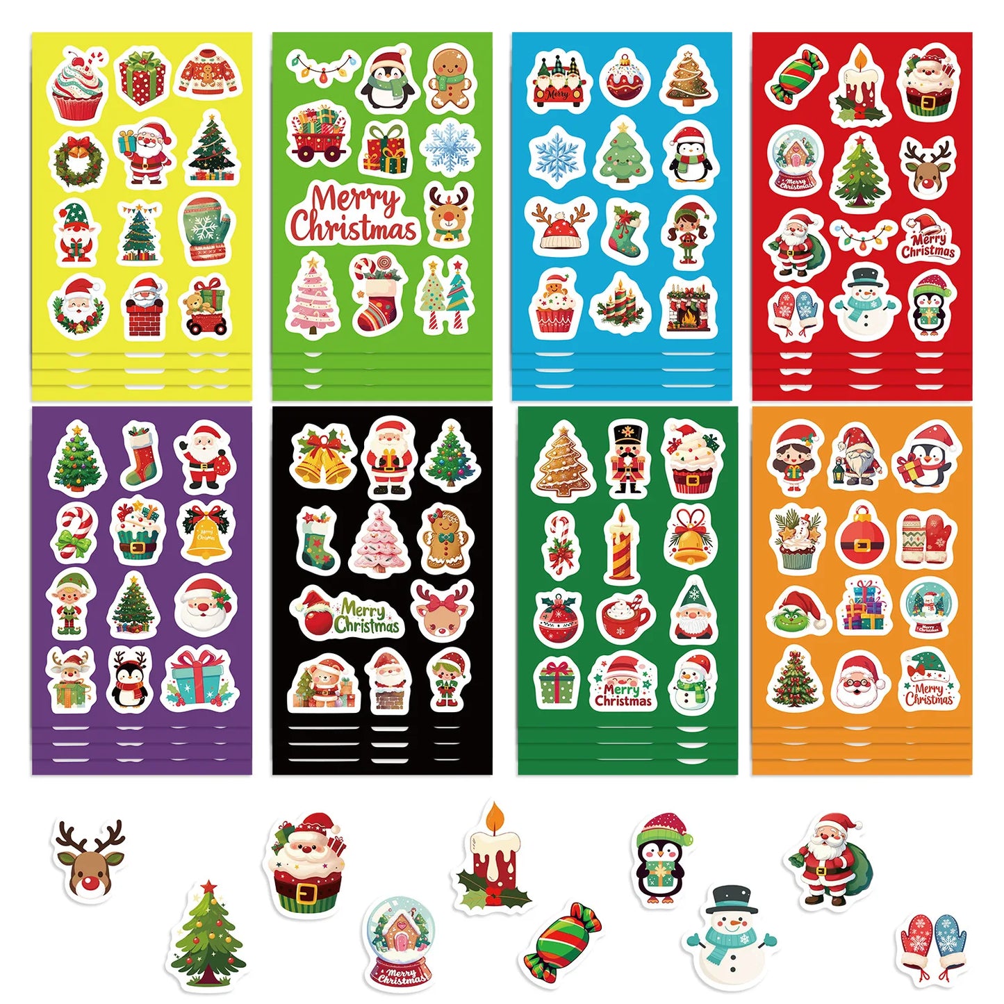 8-Piece Christmas Snowman Puzzle Stickers – Cartoon Face-Making Waterproof Craft Decals for Holiday Party