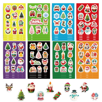 8-Piece Christmas Snowman Puzzle Stickers – Cartoon Face-Making Waterproof Craft Decals for Holiday Party