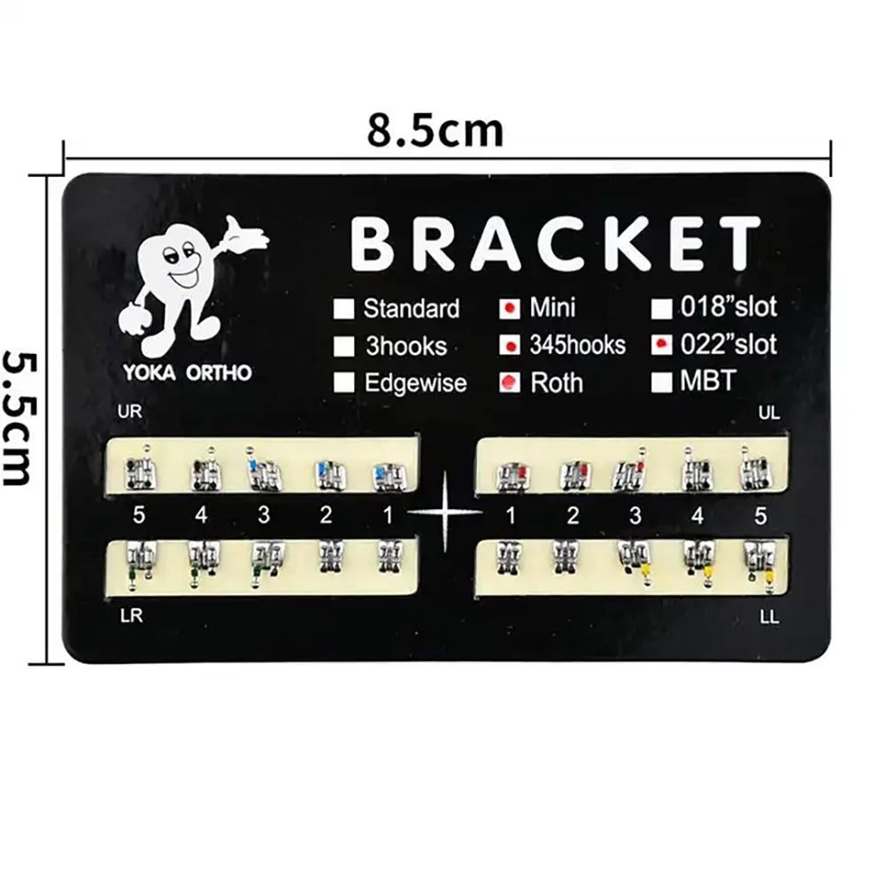 PIORPOY Dental Brackets – 20 Pcs Metal Monoblock Mini Roth MBT 022 with Hooks for Orthodontic Treatment