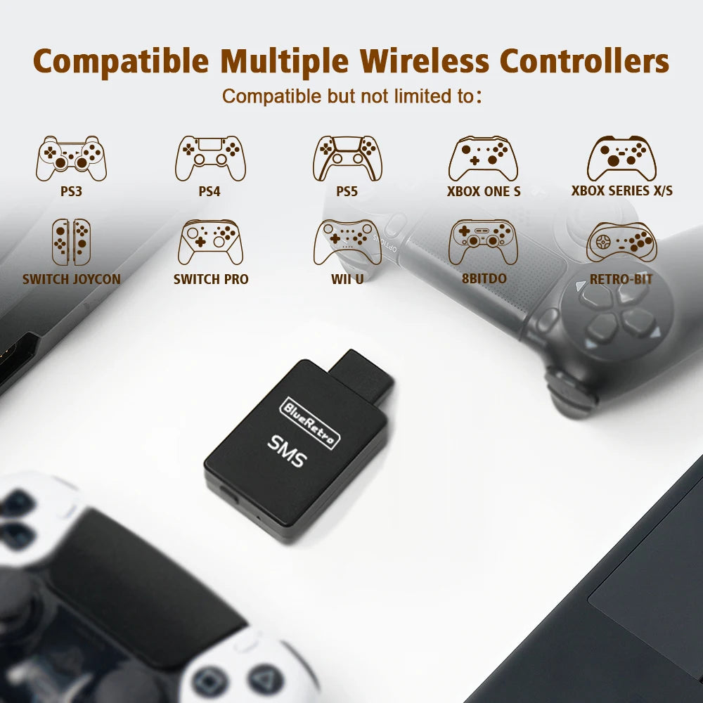 RetroScaler BlueRetro Wireless Controller Adapter – SMS Sega Master System Console Compatible