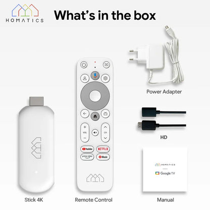 HOMATICS 4K TV Stick – Google Certified, Netflix, 2GB RAM, 32GB ROM, Dolby Atmos, Amlogic S905Y4, WiFi Streaming Box