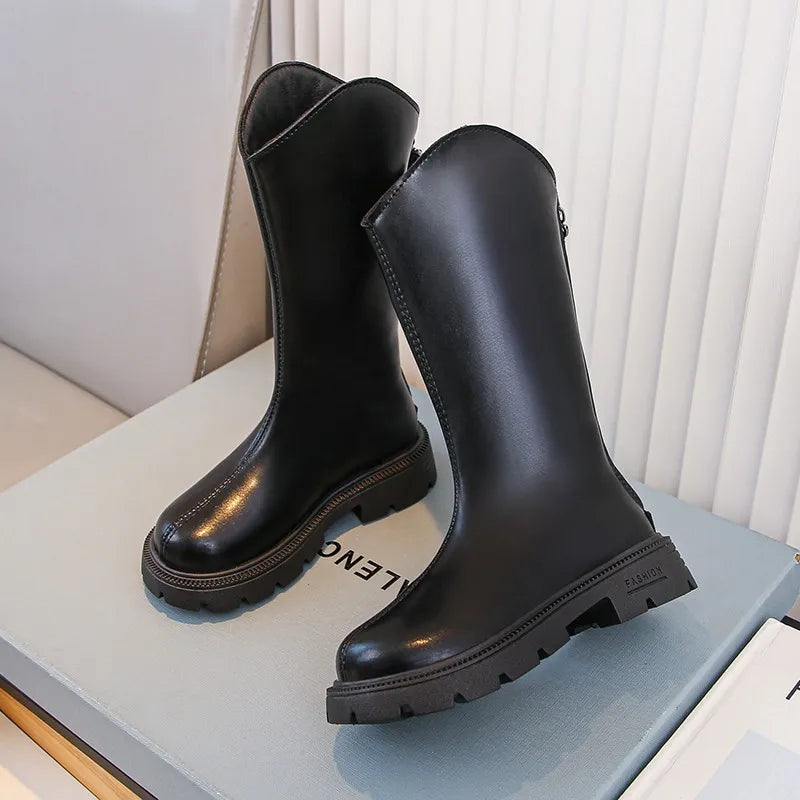 Children’s Knee-High Boots 2025 – Autumn Girls Princess Boots, Comfortable Non-Slip Zipper Long Boots for Students
