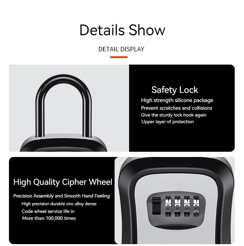4 Digit Code Key Box – Waterproof Outdoor Password-Protected Storage with Steel Wire Hook for Key Hanging and Security