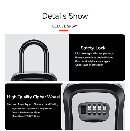 4 Digit Code Key Box – Waterproof Outdoor Password-Protected Storage with Steel Wire Hook for Key Hanging and Security