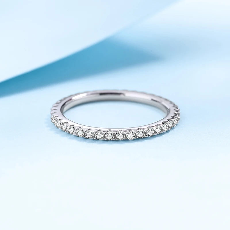 100% Pass Diamond Tester Pen & Moissanite Ring – Matching 925 Sterling Silver Wedding Band for Women
