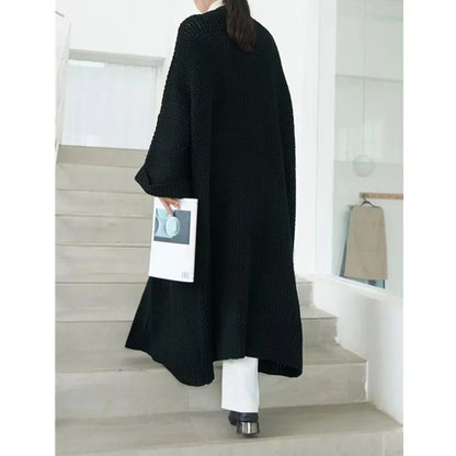Autumn Winter Women’s Long Knitted Cardigan Sweater – Casual Loose Warm Long Sleeve Coat