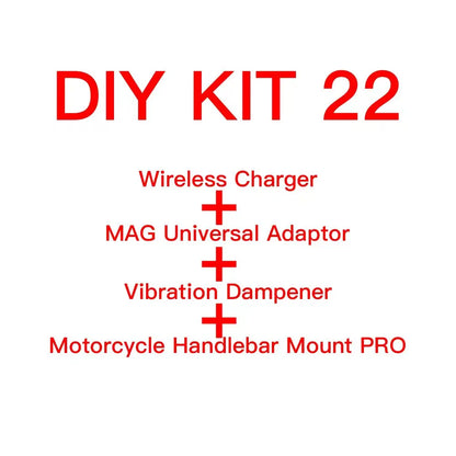 Motorcycle Handlebar Stem Fork Phone Mount — Vibration Dampener with MAG Universal Adapter, Wireless Charger & Mirror Brake Compatible
