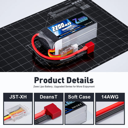 2PCS Zeee 3S 2200mAh 11.1V LiPo Battery – Shorty RC Battery with T/XT60 Plug for Cars, Drones & FPV Models
