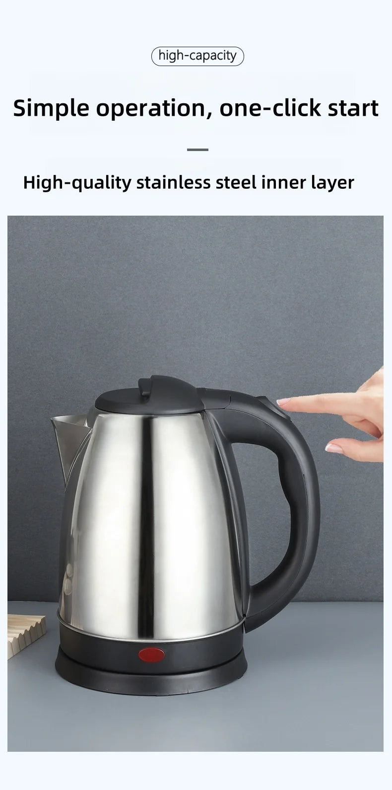 2L Travel Electric Kettle | Stainless Steel Portable Water Boiler for Tea & Coffee