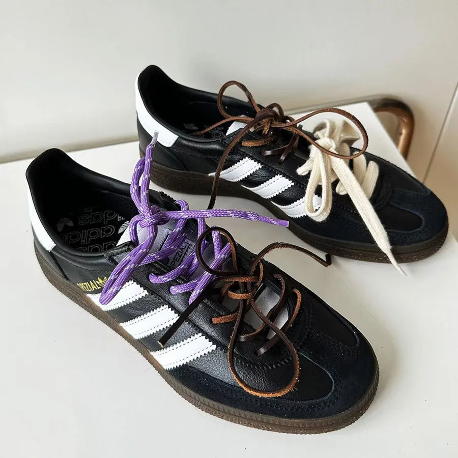 4PCS Vintage DE Leather Shoelaces Set – Round & Flat DIY Sports Casual Shoe Laces Combination