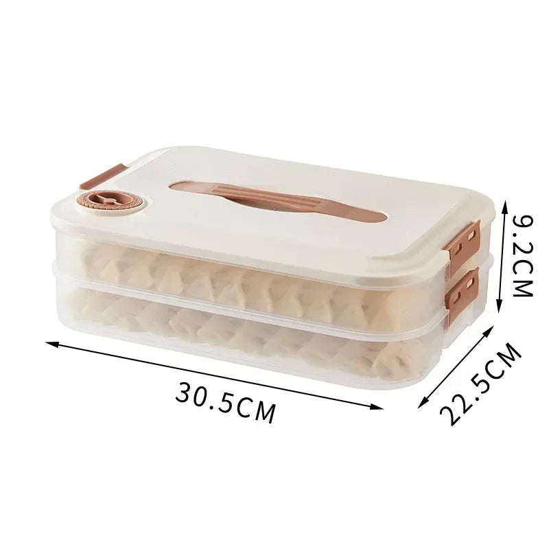 JUSTINLAU Dumpling Storage Box - Multi-Layer Stackable Food Container with Sealed Fresh-Keeping Design for Kitchen Storage